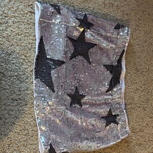 Sequin Star Pattern Skirt - Silver and Black